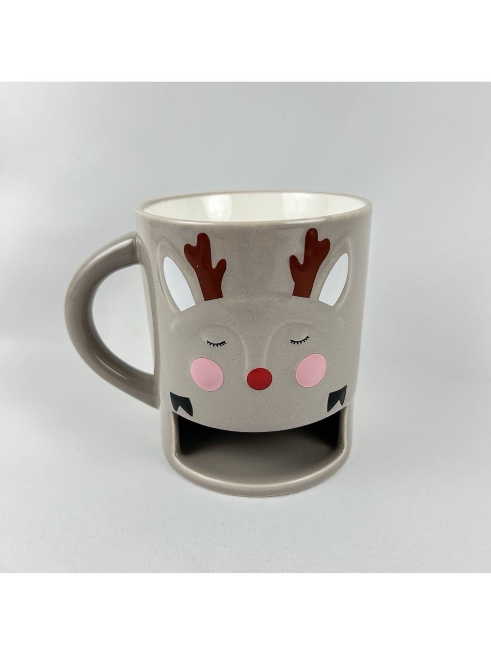 Indigo Reindeer Cookie Mug Christmas Decor With Space for Holding Treats